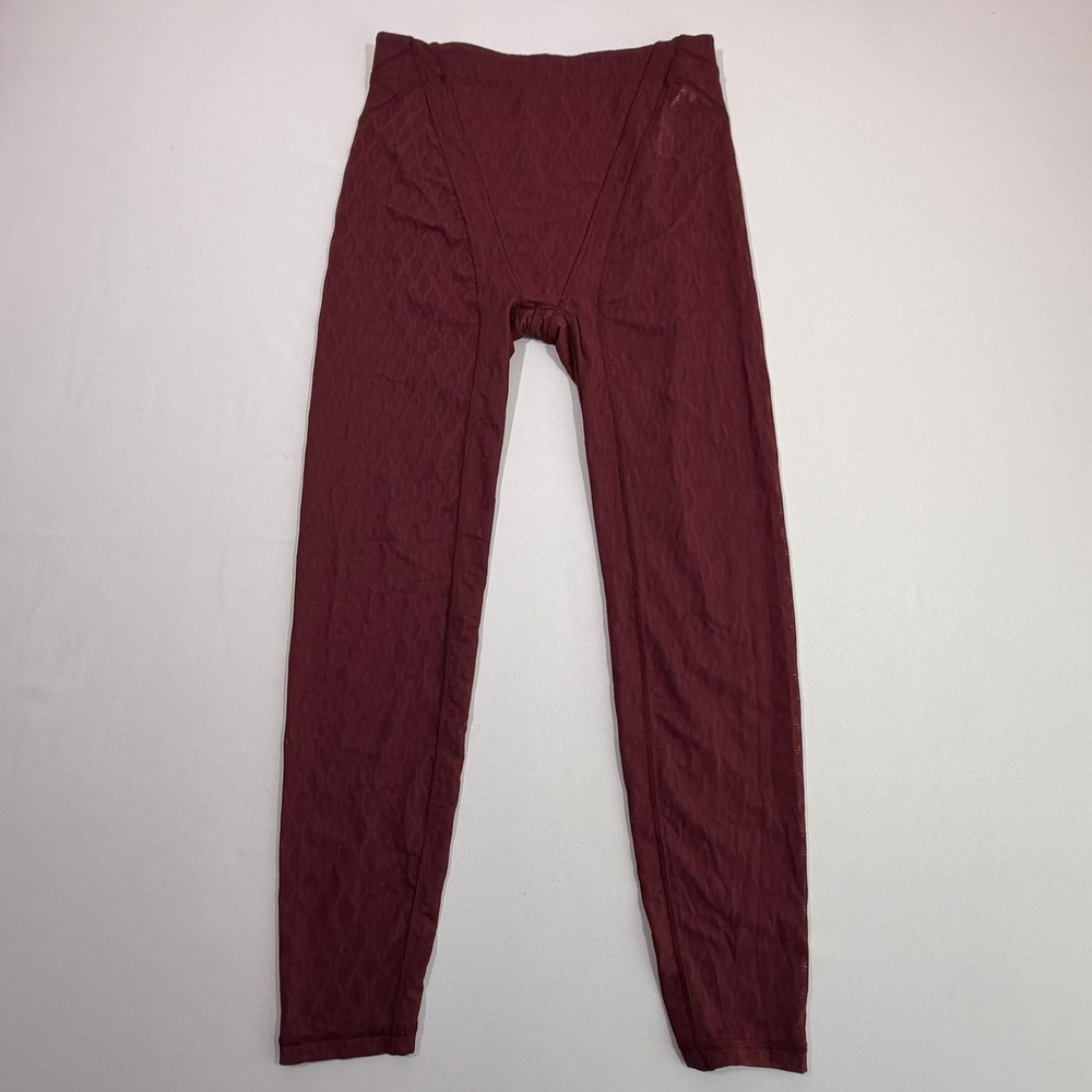 Savage X Fenty Leggings Womens Large L Burgundy Maroon Mesh Flocked Goth Lounge